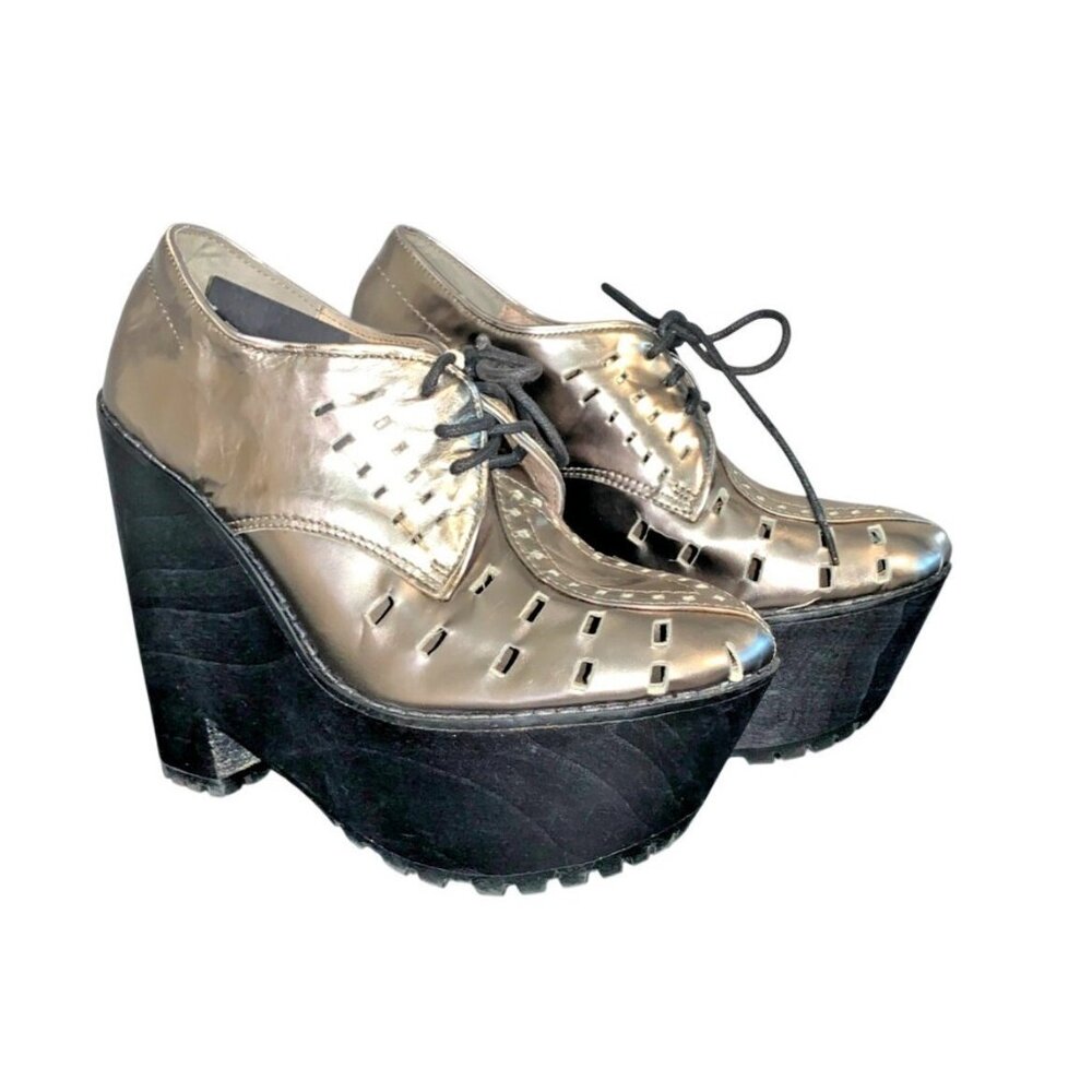 Jeffrey Campbell Lykke Platform "Ziggy Stardust" Disco Mod Bootie Shoes Size 8.5